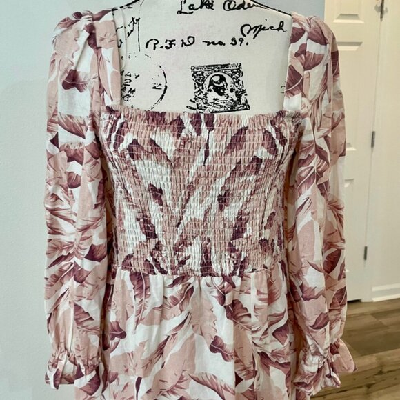 HOUSE OF HARLOW 1960 MAXI DRESS BY REVOLVE PALM TREE LEAVES MOCCA/TAN Sz M CHIC - Picture 10 of 15